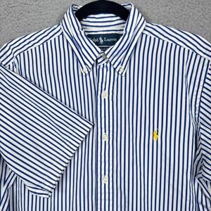 Ralph Lauren Shirt Men M Blue White Stripe Classic Fit Preppy Old Money Heritage
